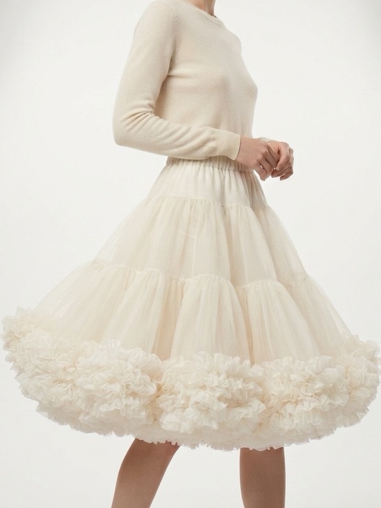 Sam’s Dresses & Skirts - Sam's Vintage Ruffled Crinoline Petticoat Skirt Nylon Tulle White Vintage Medium